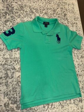 Polo by Ralph Lauren Kids Teal Green Short Sleeve Polo with Navy Logo